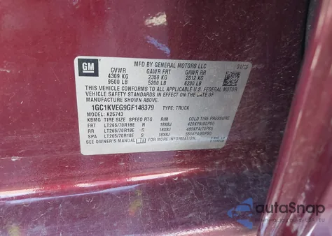 2016 Chevrolet Silverado 2500Hd Lt z USA, uszkodzony, nr VIN 1GC1KVEG9GF148379